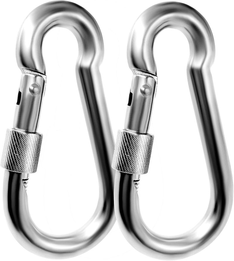 EFFIET 3.15 Inches 4 Inches Stainless Steel Carabiner for Gym Equipment Connection, Heavy Duty Spring Snap Hook Clips Buckle for Gym Exercise, Punching Bags, Hiking, Camping - Image 1